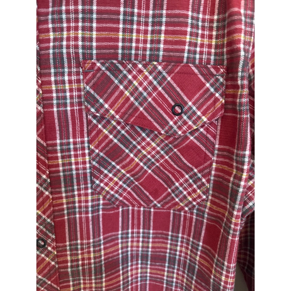 LL Bean Mens Red Plaid Flannel Snap Front Shirt Wool Blend Large L-REG 298102 - Picture 3 of 8